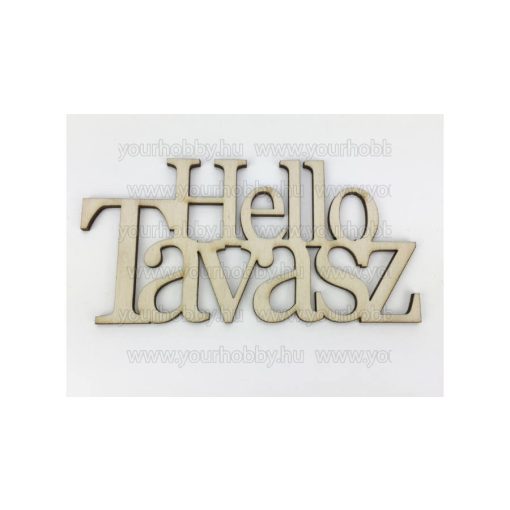 Fa natúr "Hello Tavasz" felirat koszorúra 7*14cm 5954