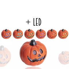 Halloween tök LED világítással 7 cm