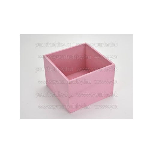 Fa dekorláda pink kocka 16x16x12 cm 2352P